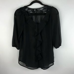 🌼 4 for $20 iZ Byer Sheer Ruffle Front Top